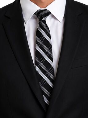 croft & barrow Black and Grey Diagonal Plaid Tie